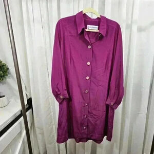 Vintage Diane Roberts Women's Size M/L Button-up Pink Dress
